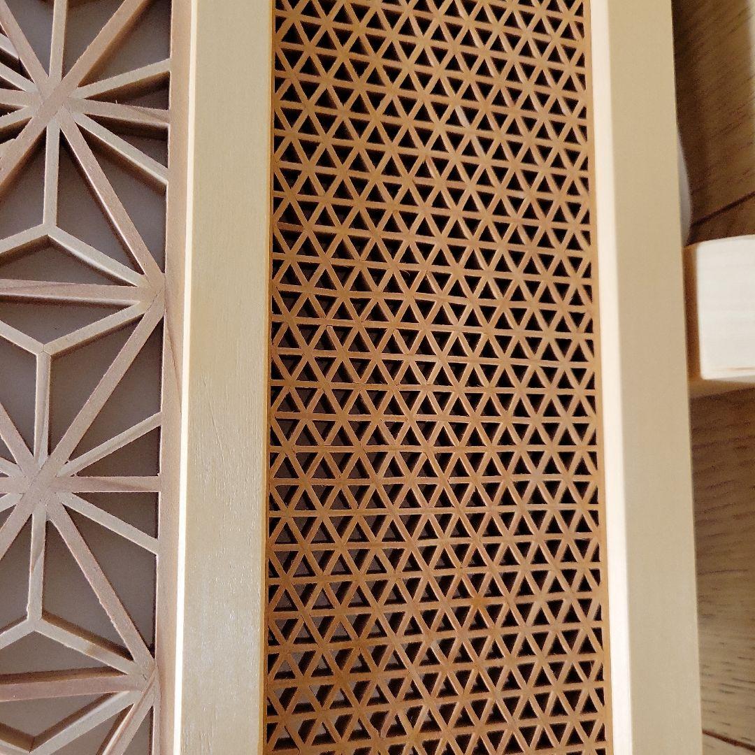 木製 和風 透かし彫り 間仕切り　富士山　掛障子