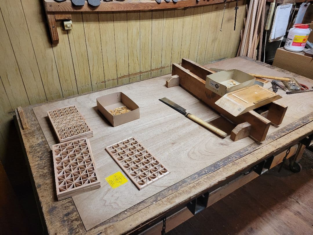 木製 和風 透かし彫り 間仕切り　富士山　掛障子