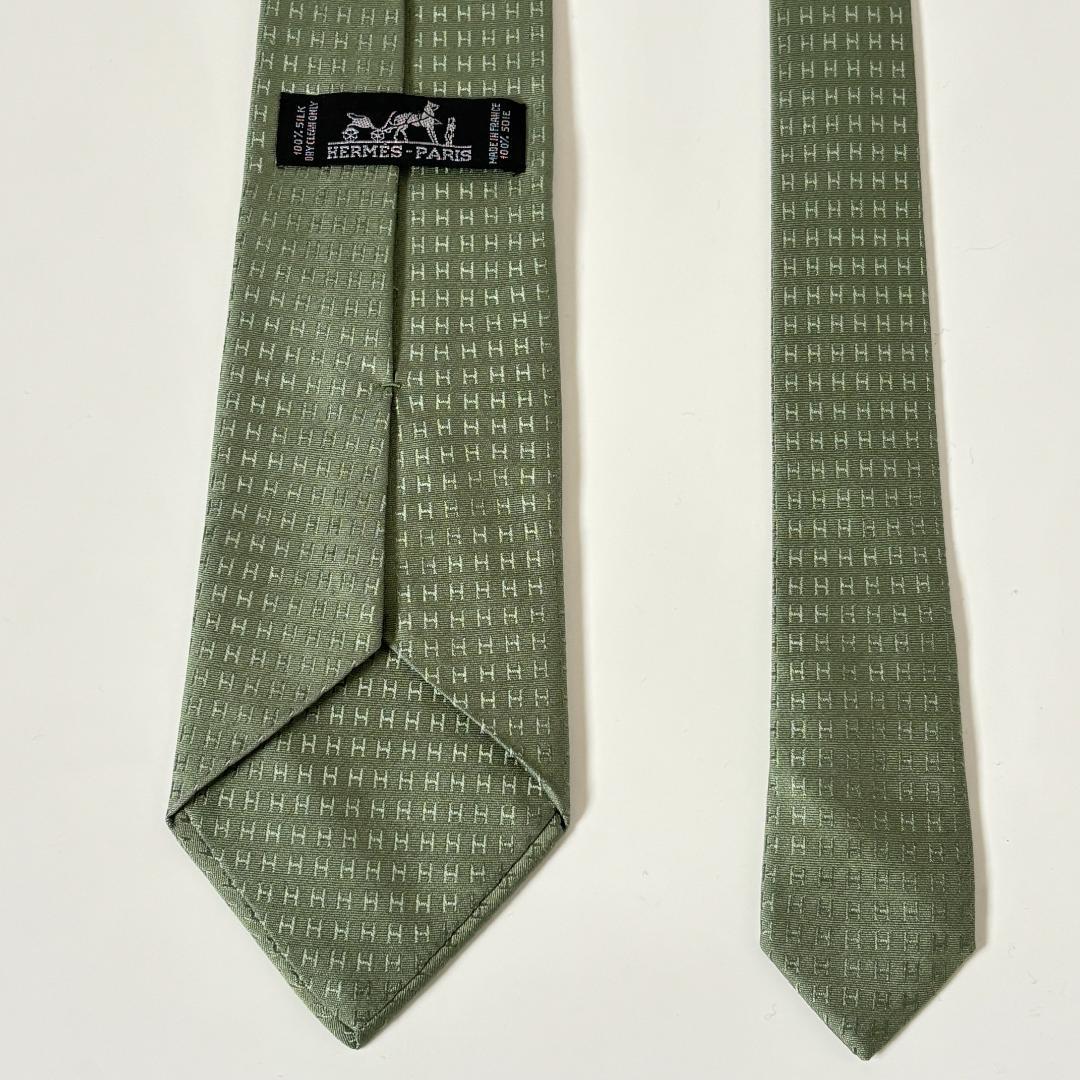 [エルメス]【超人気・美品】エルメス/ネクタイ/ファソネH柄/シルク