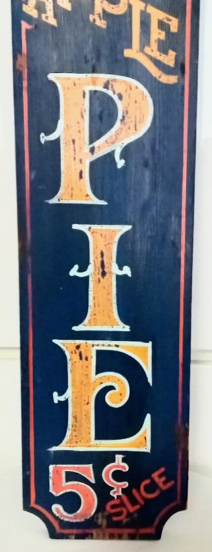 超レア看板米国ロス市パイ店の本物手書き看板1960年代物　ロス市老舗骨董店で入手