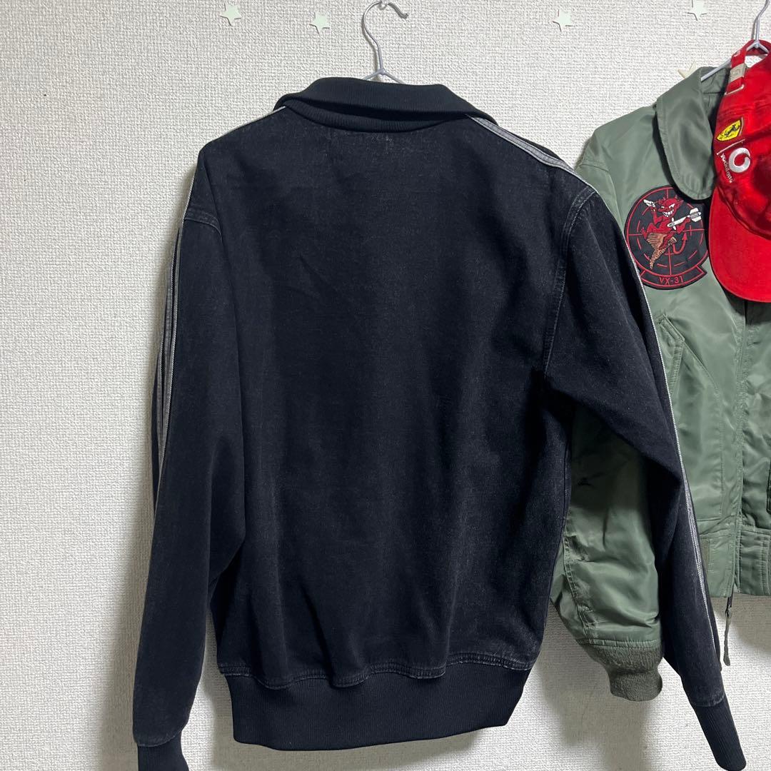 adidas ブラック ジップアップジャージ M デニム素材