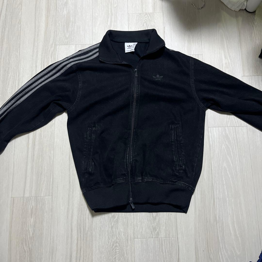 adidas ブラック ジップアップジャージ M デニム素材