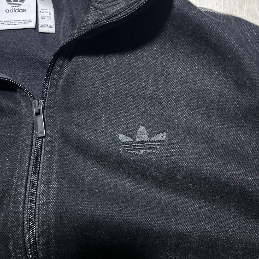 adidas ブラック ジップアップジャージ M デニム素材