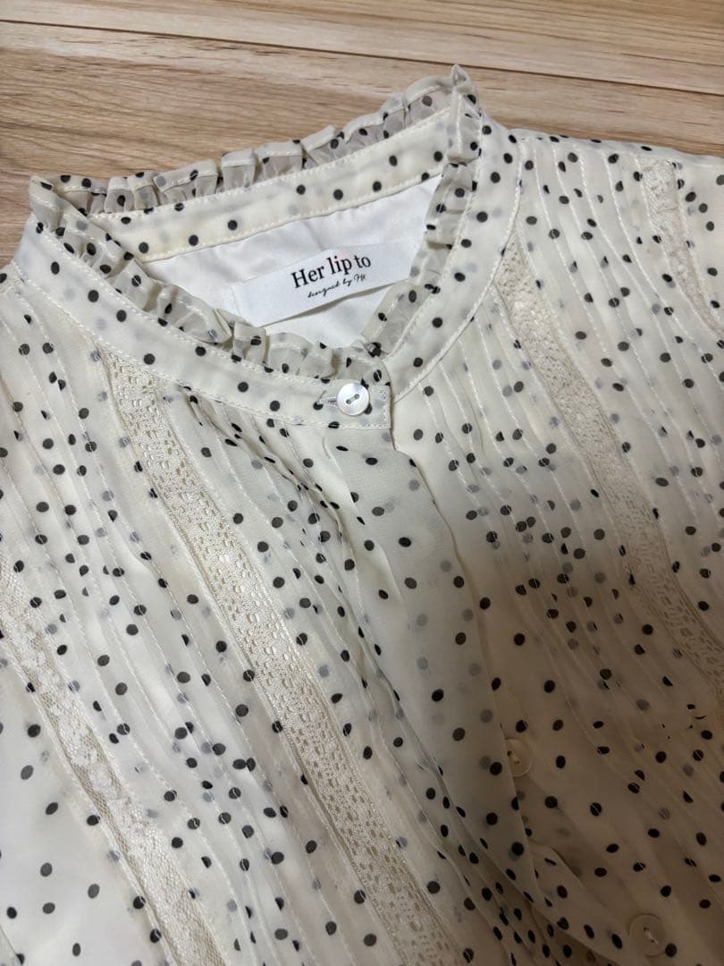 ワンピース Her lip to PolkaDot SideBowPleated Dress