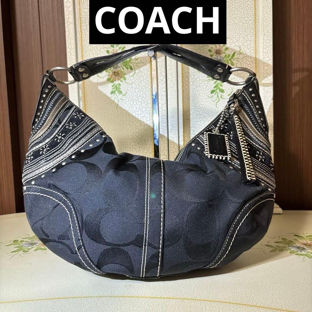 COACH ホーボー ワンショルダースタッズ バッグ 黒
