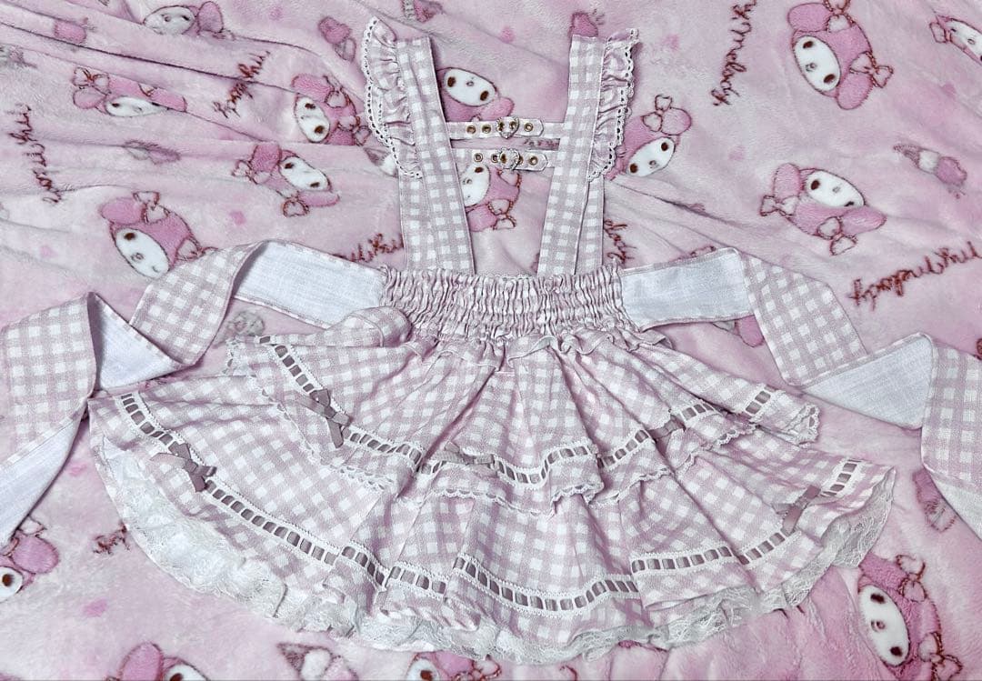 LIZLISA リズリサ はしごリボンギンガムティアードスカパン ピンク