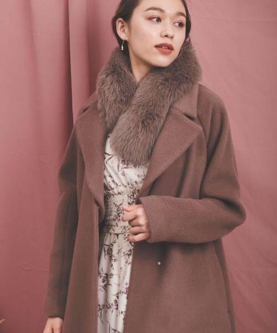 完売品！ ノエラ ファーティペット付フレアチェスターコート ブラウン Mサイズ