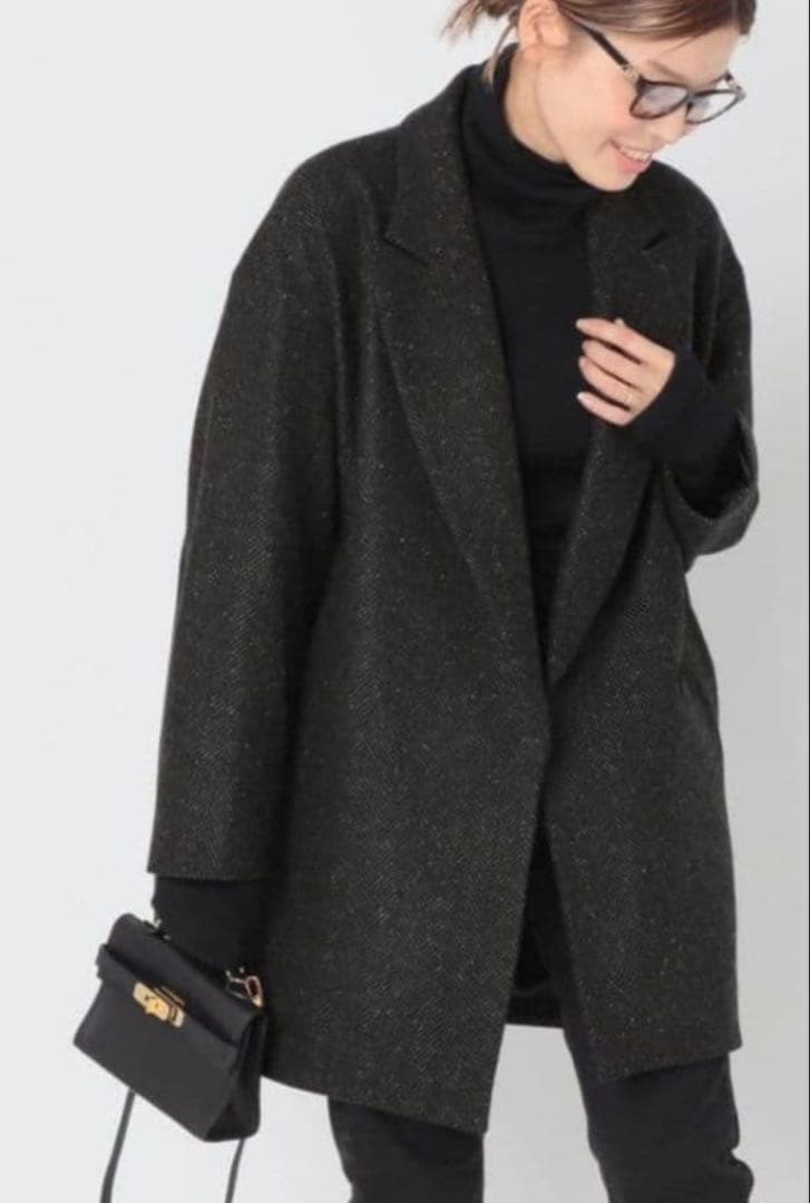 ＊ドゥーズィエムクラス＊ネップツイード ハーフコート