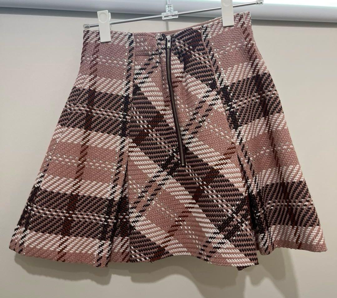 SNIDEL ロービングチェックミニスカート 0 ピンク 正規品