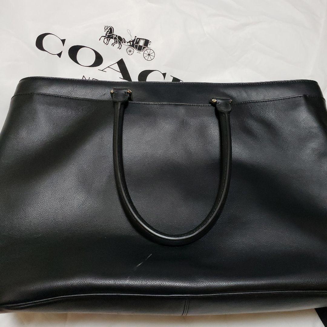 COACH 黒 レザー バッグ　メンズ　黒　ラージ