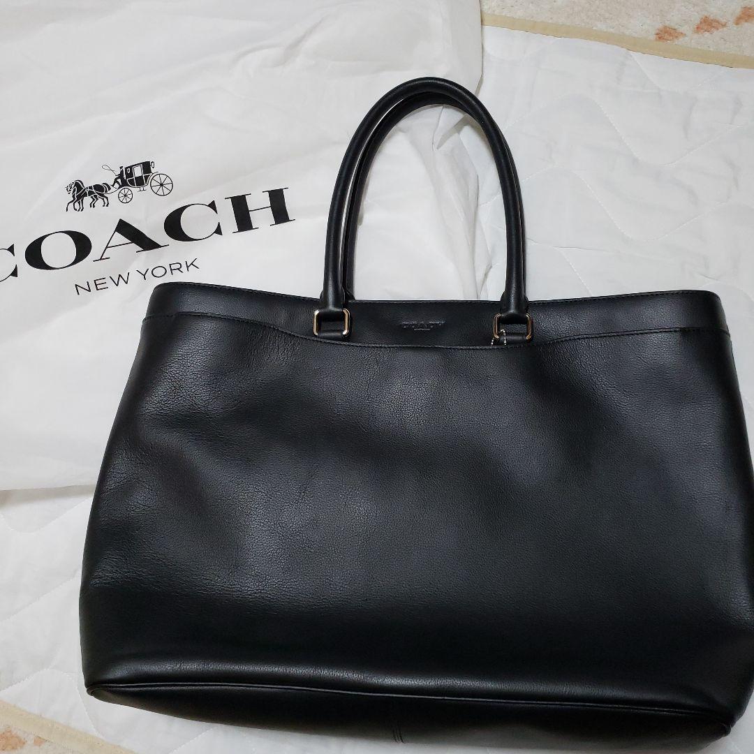 COACH 黒 レザー バッグ　メンズ　黒　ラージ