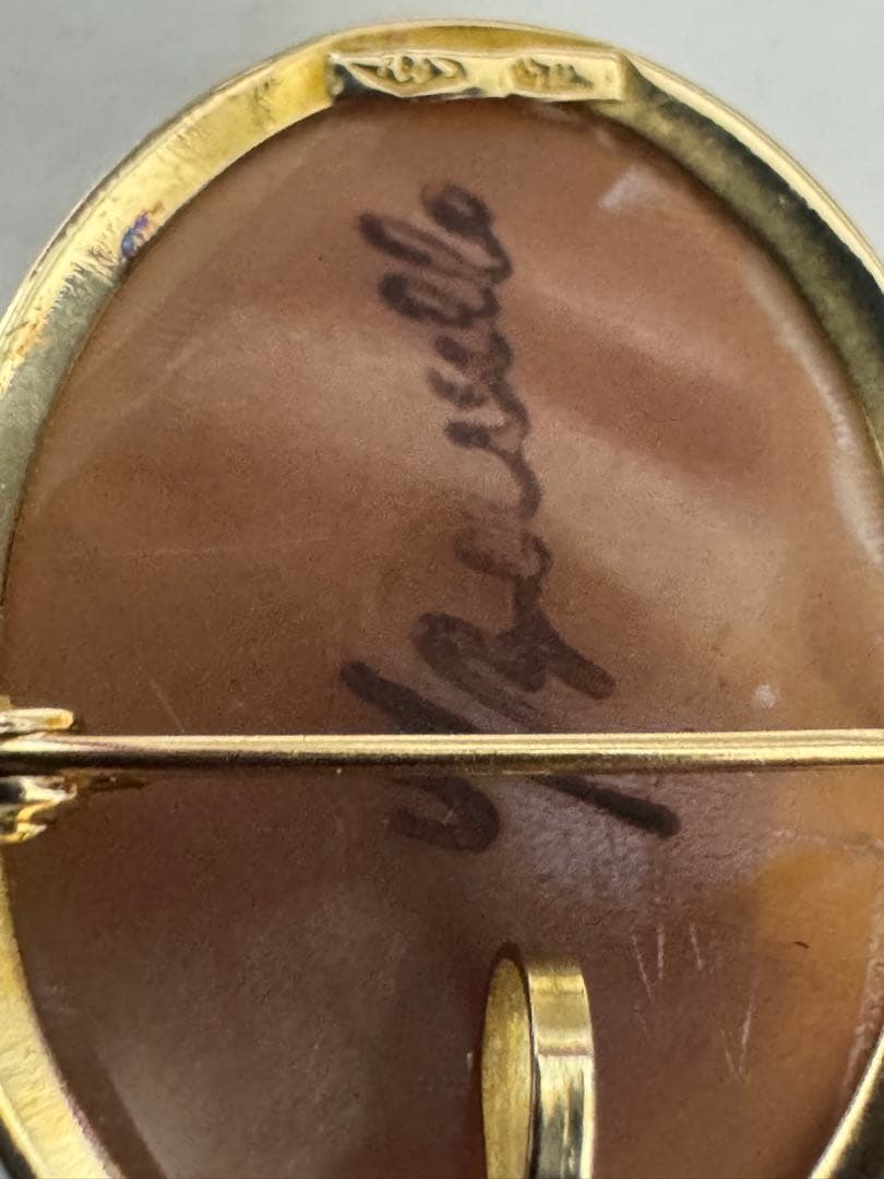 w*o様 ヴィンテージ　シェルカメオ　ペンダント　ブローチ　ゴールド　K18 7