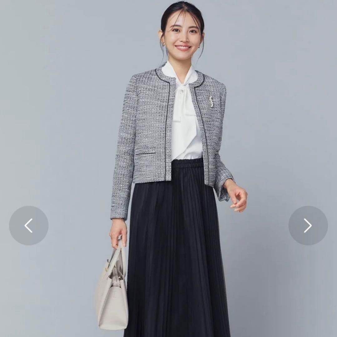 【新品未使用品】ツイード ノーカラージャケット オペーク ドット クリップ