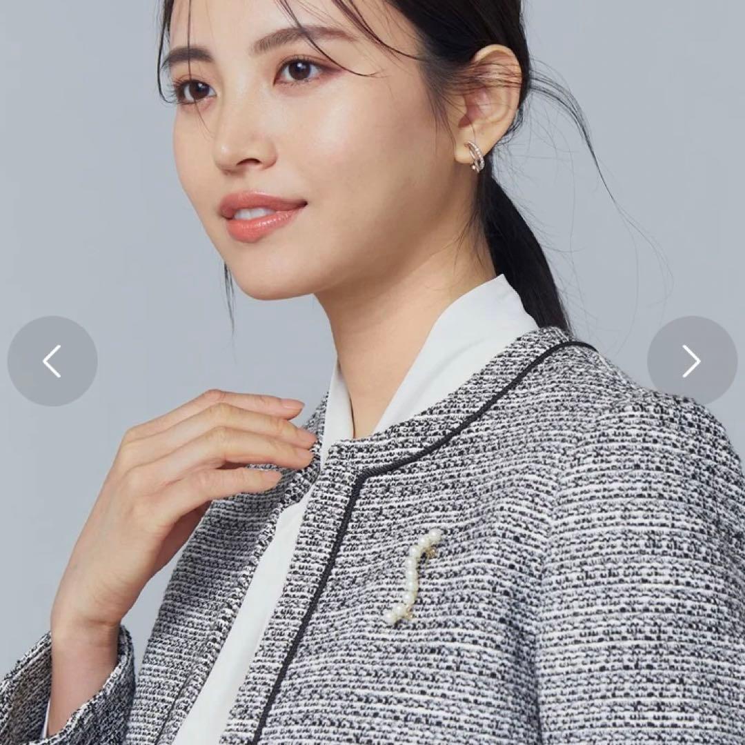 【新品未使用品】ツイード ノーカラージャケット オペーク ドット クリップ