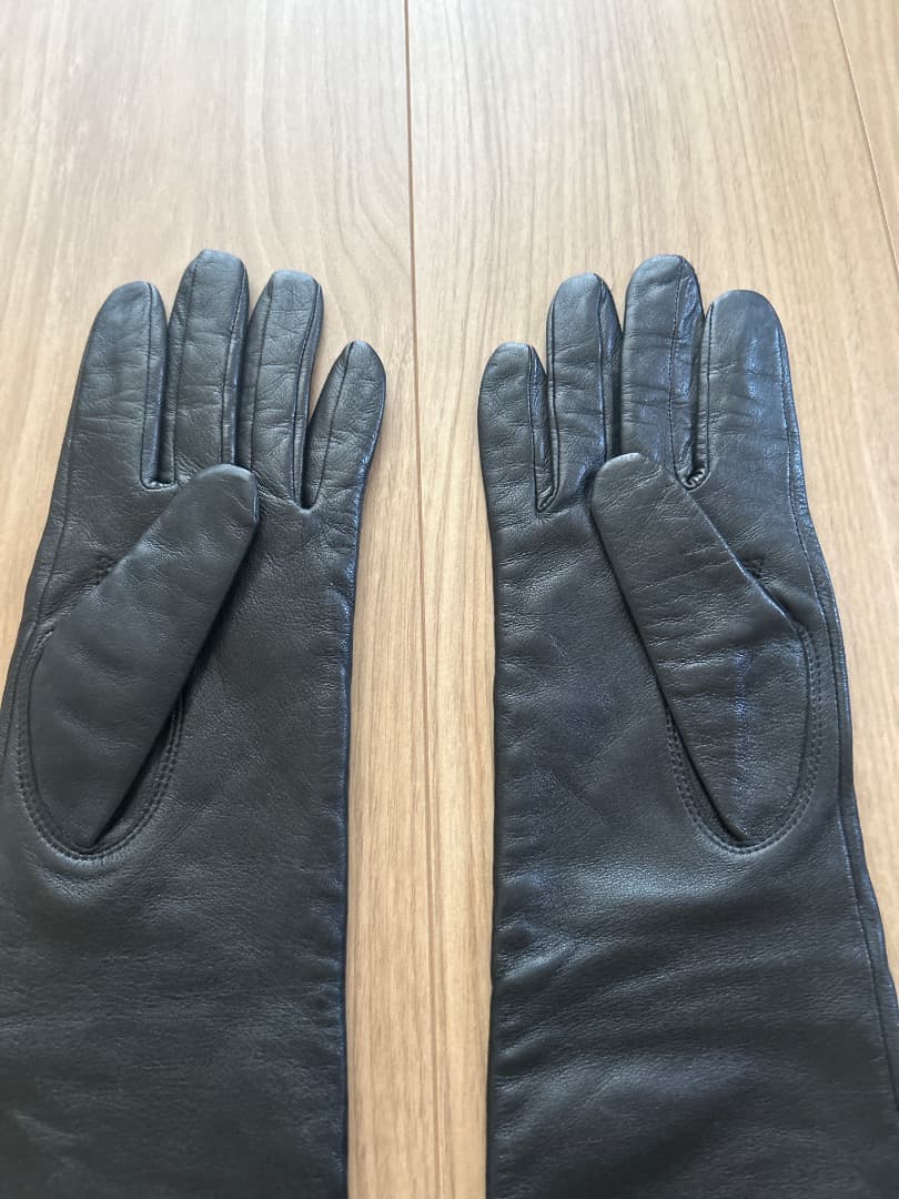 Chloé 黒レザー ロンググローブ