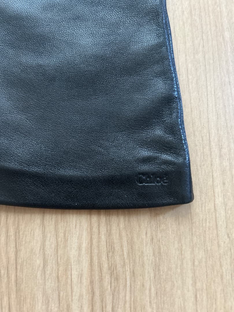 Chloé 黒レザー ロンググローブ
