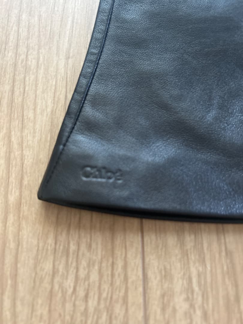 Chloé 黒レザー ロンググローブ