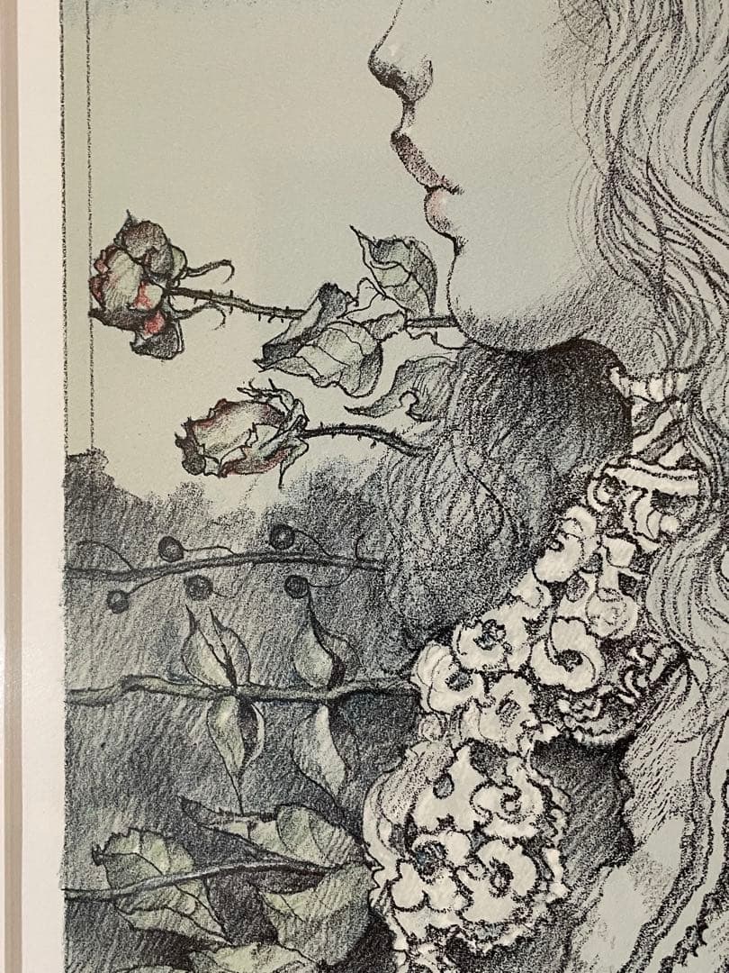 石阪春生　枯れたものたち/女のいる風景　リトグラフ　額装　サイン有