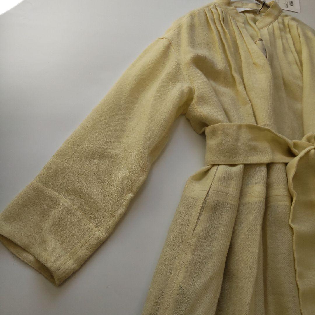 未使用 タグ付 エブール 長袖 ウール ベルト ロングワンピース イエロー 36