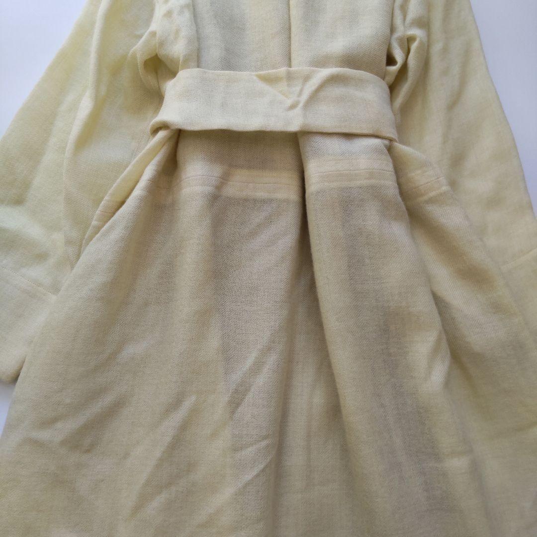 未使用 タグ付 エブール 長袖 ウール ベルト ロングワンピース イエロー 36