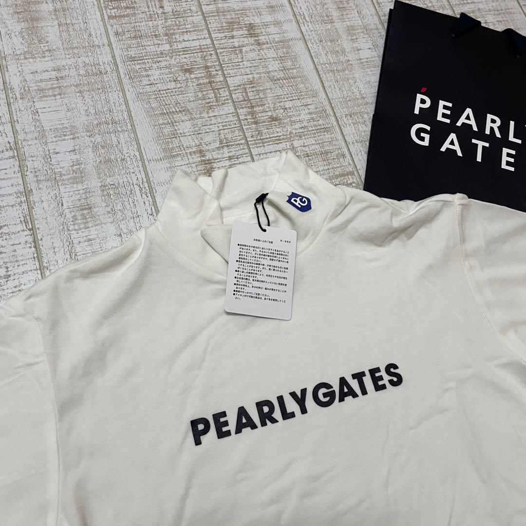 新品 パーリーゲイツ 長袖ハイネック ネックロゴ ホワイト Mサイズ（4）