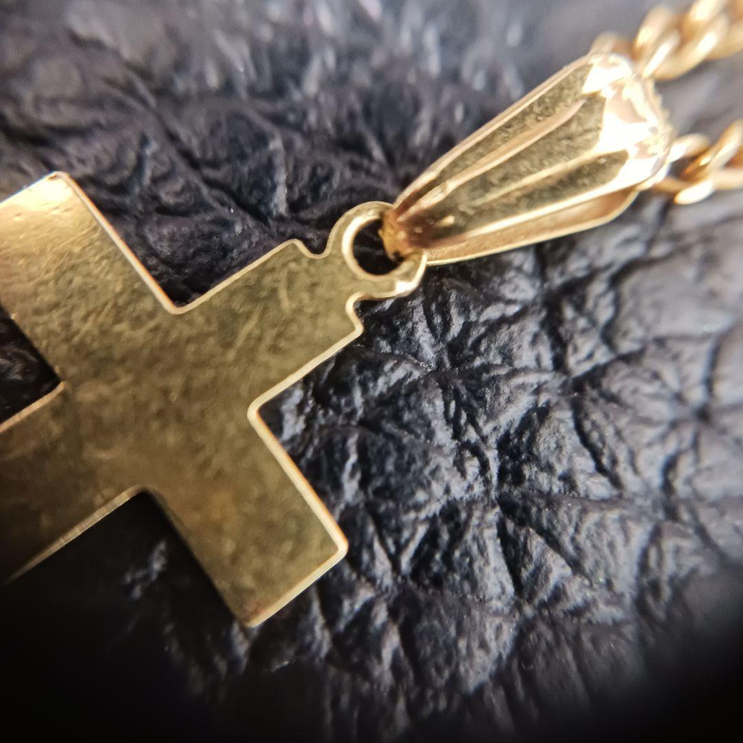 (C012813) K18 YG ネックレス トップ チャーム 十字架