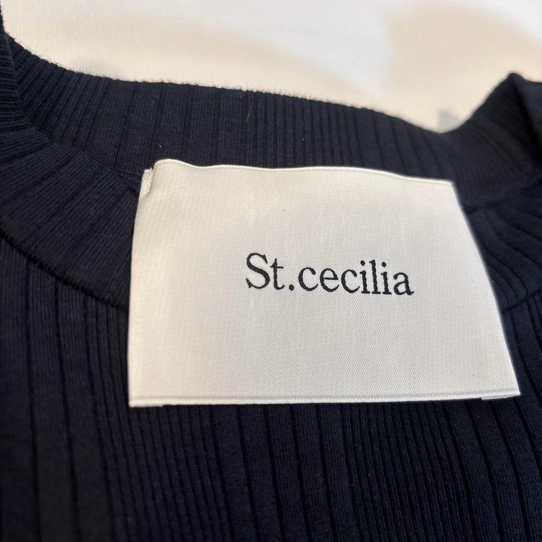 新品未使用ガーリッシュ St.cecilia リブパフL/Sカットソー ネイビー