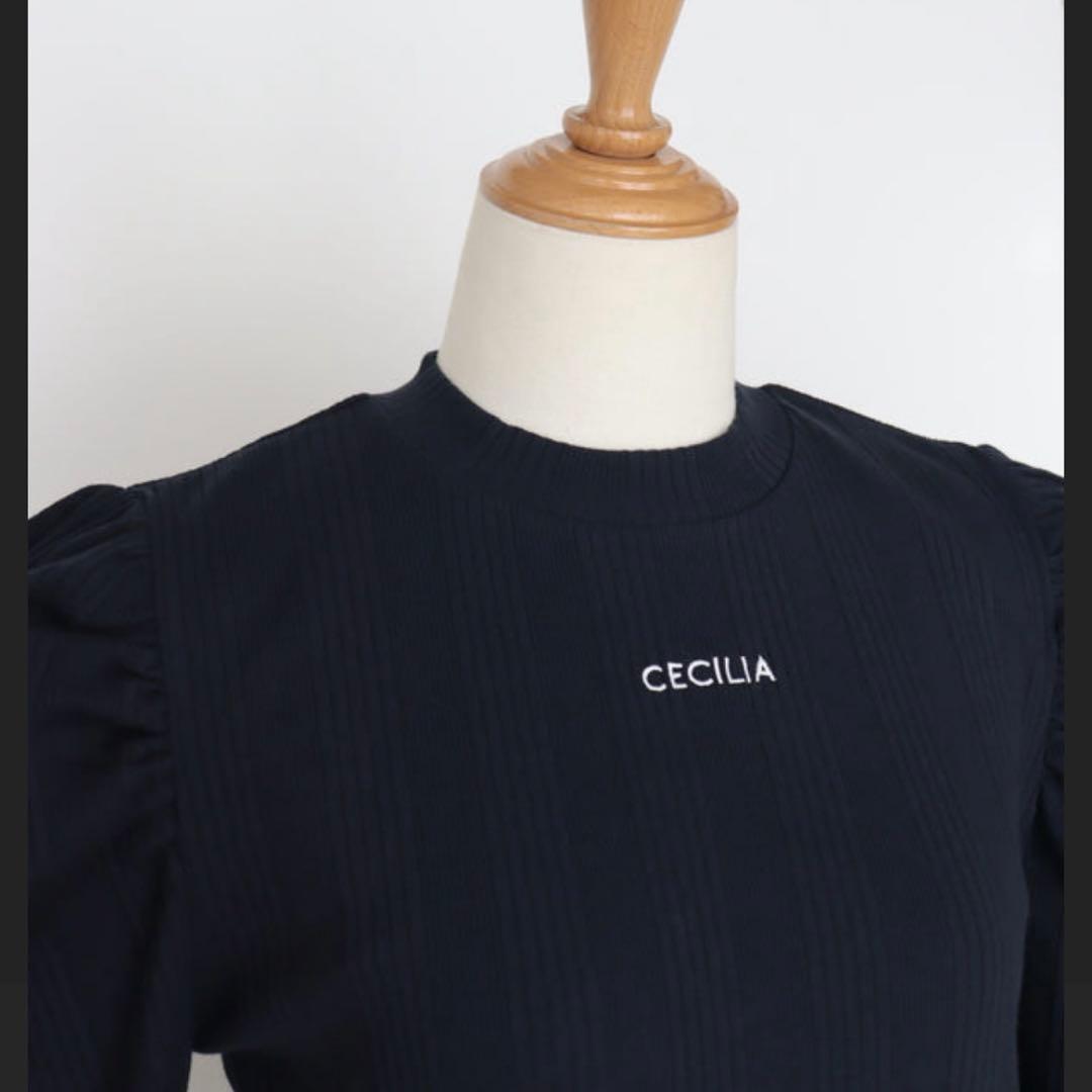 新品未使用ガーリッシュ St.cecilia リブパフL/Sカットソー ネイビー