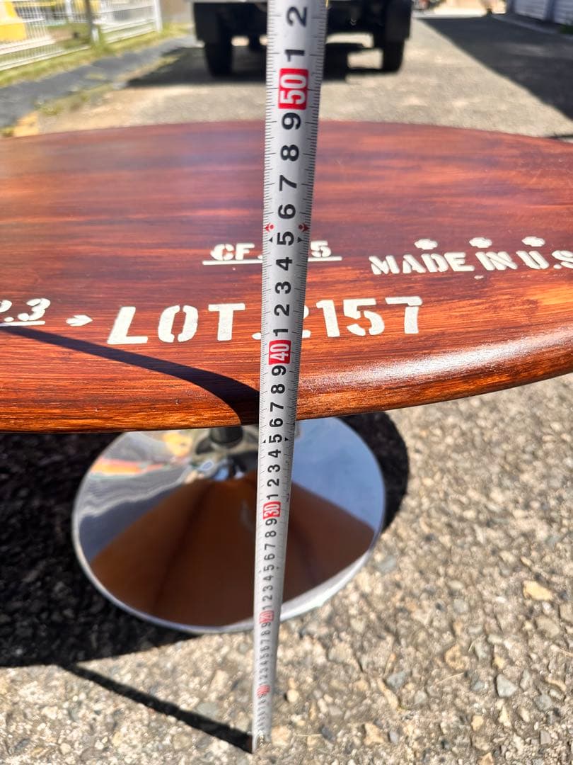 楕円形回転テーブル　リメイク　男前　ガレージ　USA ステンシルロゴ