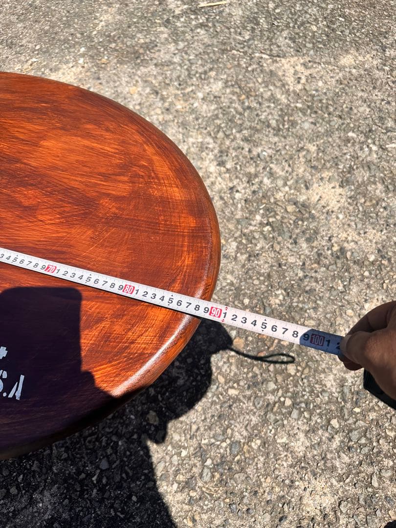 楕円形回転テーブル　リメイク　男前　ガレージ　USA ステンシルロゴ