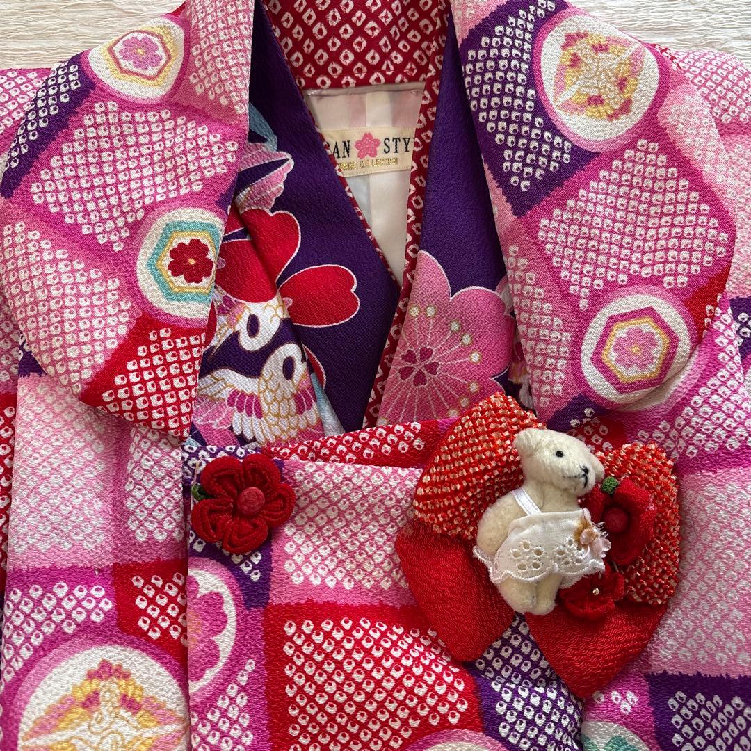 七五三　三歳被布セット➕草履バッグ ジャパンスタイル