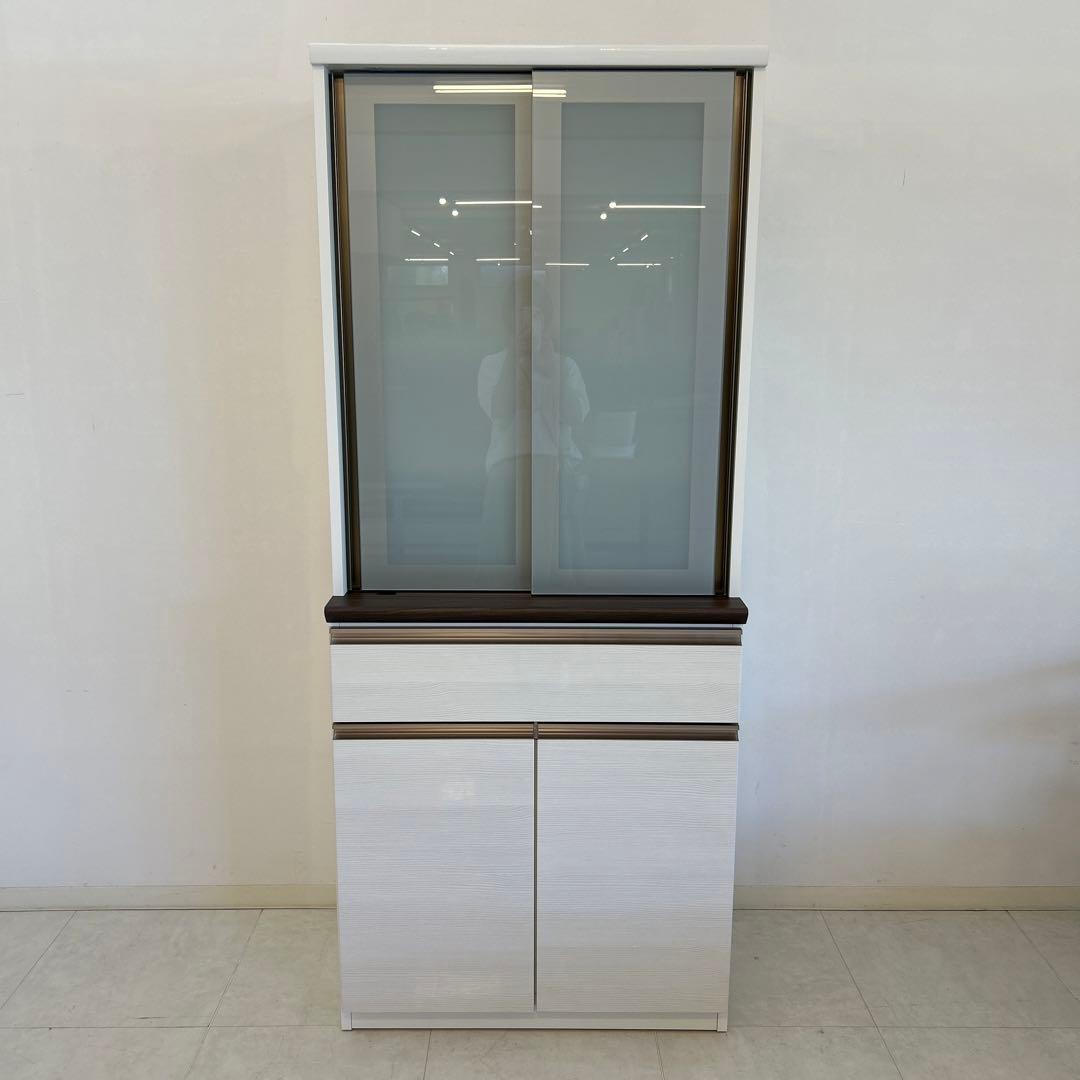 新品☆食器棚 幅80cmカップボード ダイニングボード 北欧風 開梱設置配送付