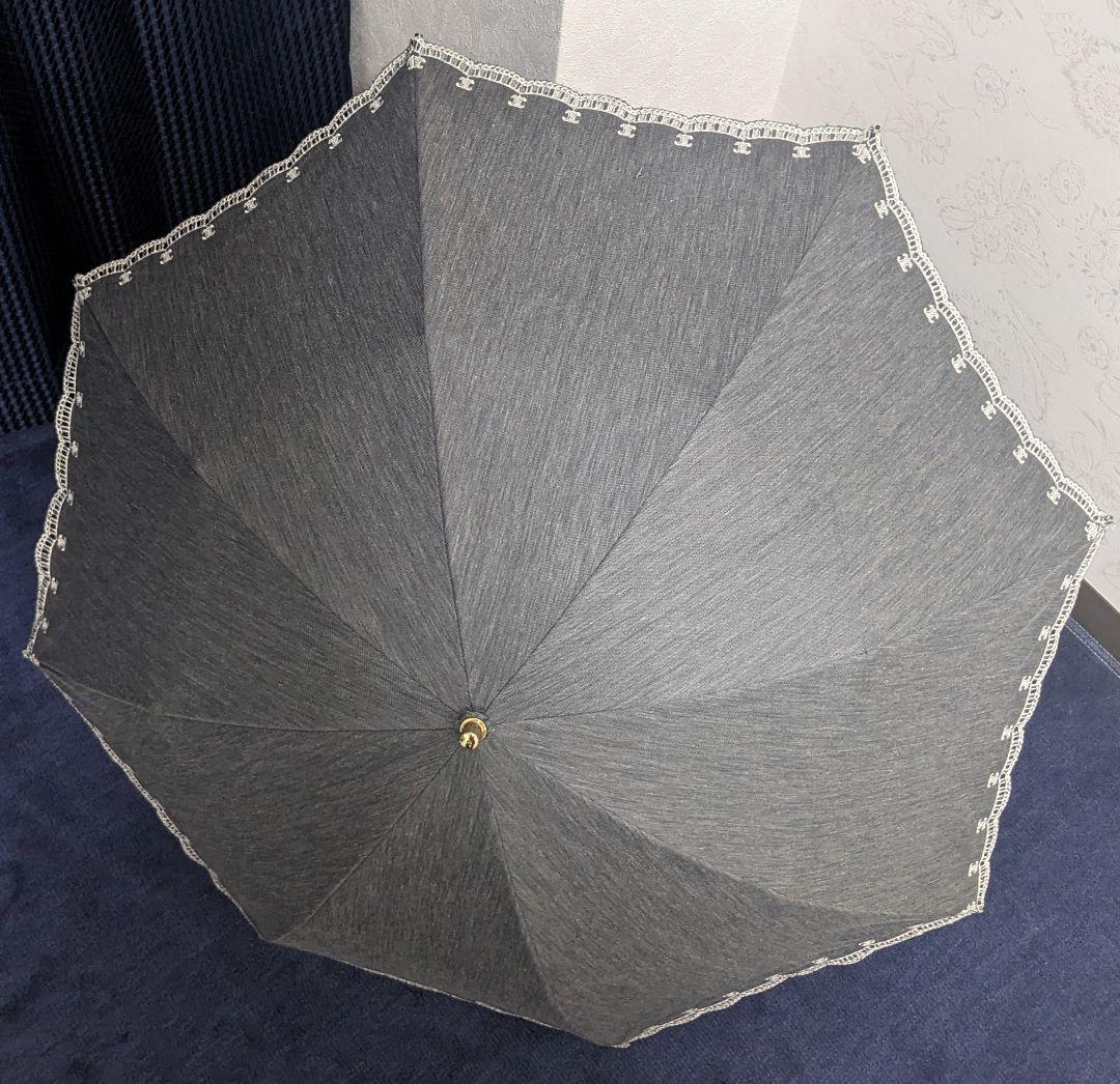 美品 日傘 セリーヌ グレー柄に白レース