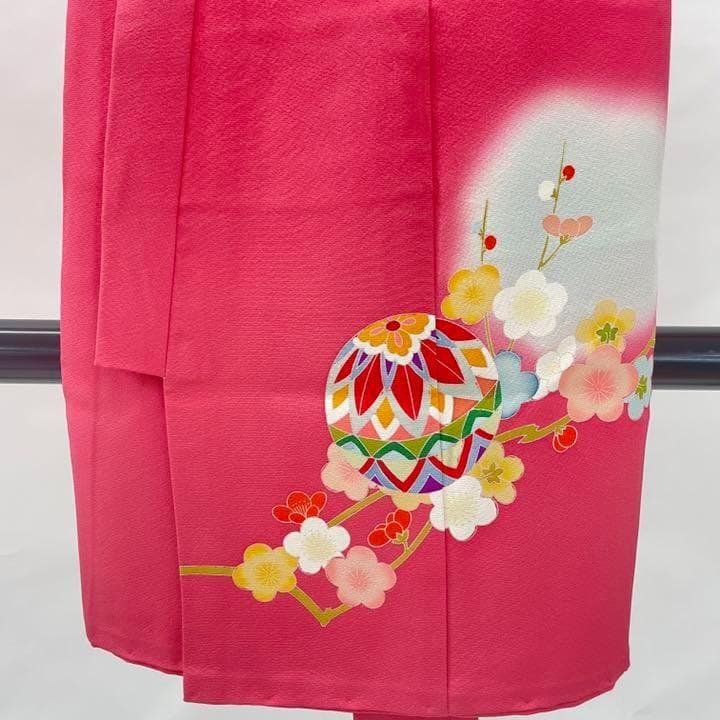 213 お宮参り 七五三 かけ着 着物 子供 一つ身 ピンク 正絹 熨斗目 梅