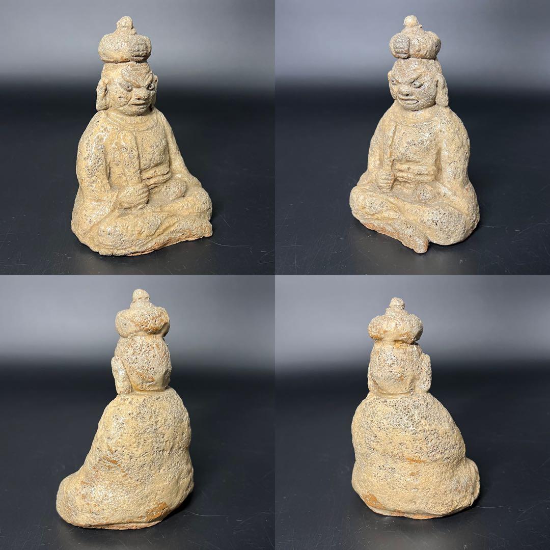 ◎古道具 庵々◎時代物 陶製 閻魔大王像 古陶 仏像 骨董品◎置物仏教美術古美術