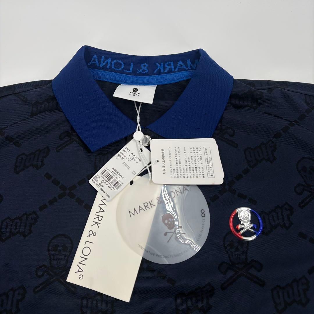 新品タグ付き　マークアンドロナ　ポロシャツ 46 M 紺 ゴルフウェア　915