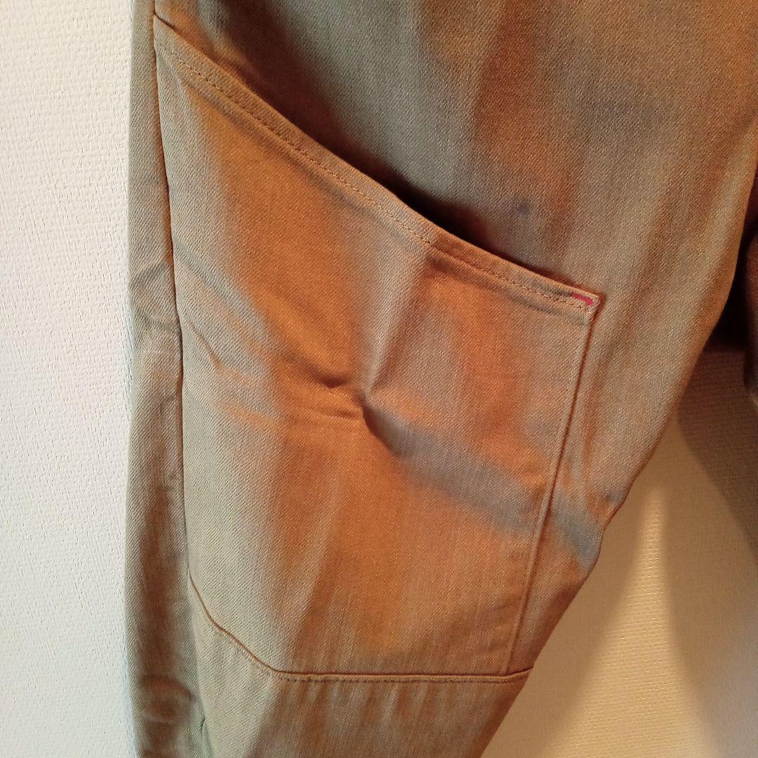 美品 56design x EDWIN ブラウンデニムカーゴ型ライダースパンツ