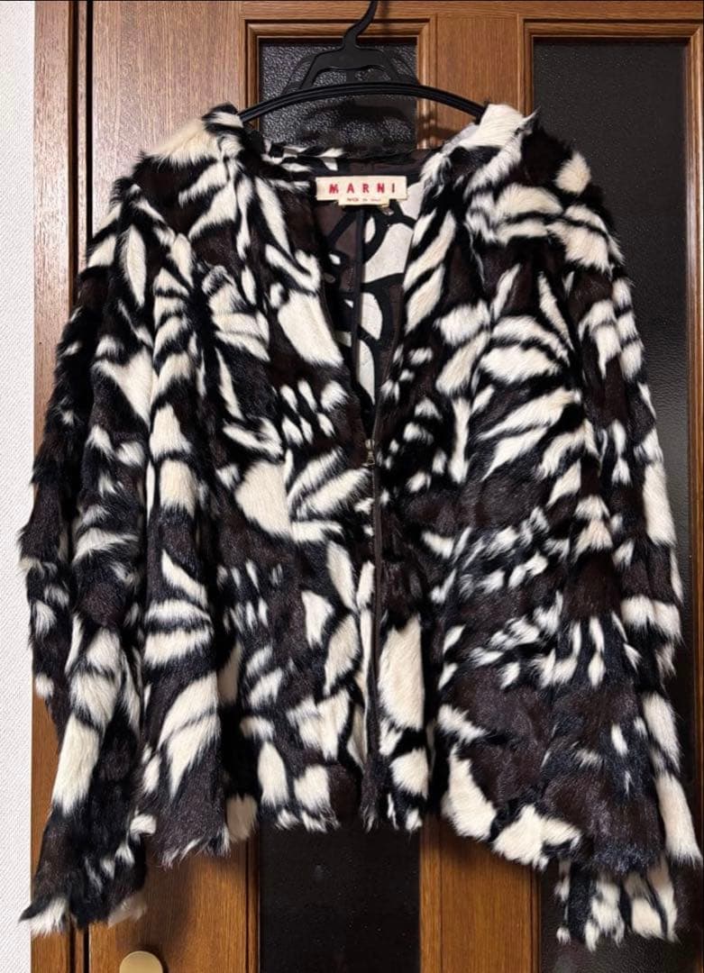 希少 MARNI マルニ 上質 デザイン リアルファー 毛皮 ジャケット