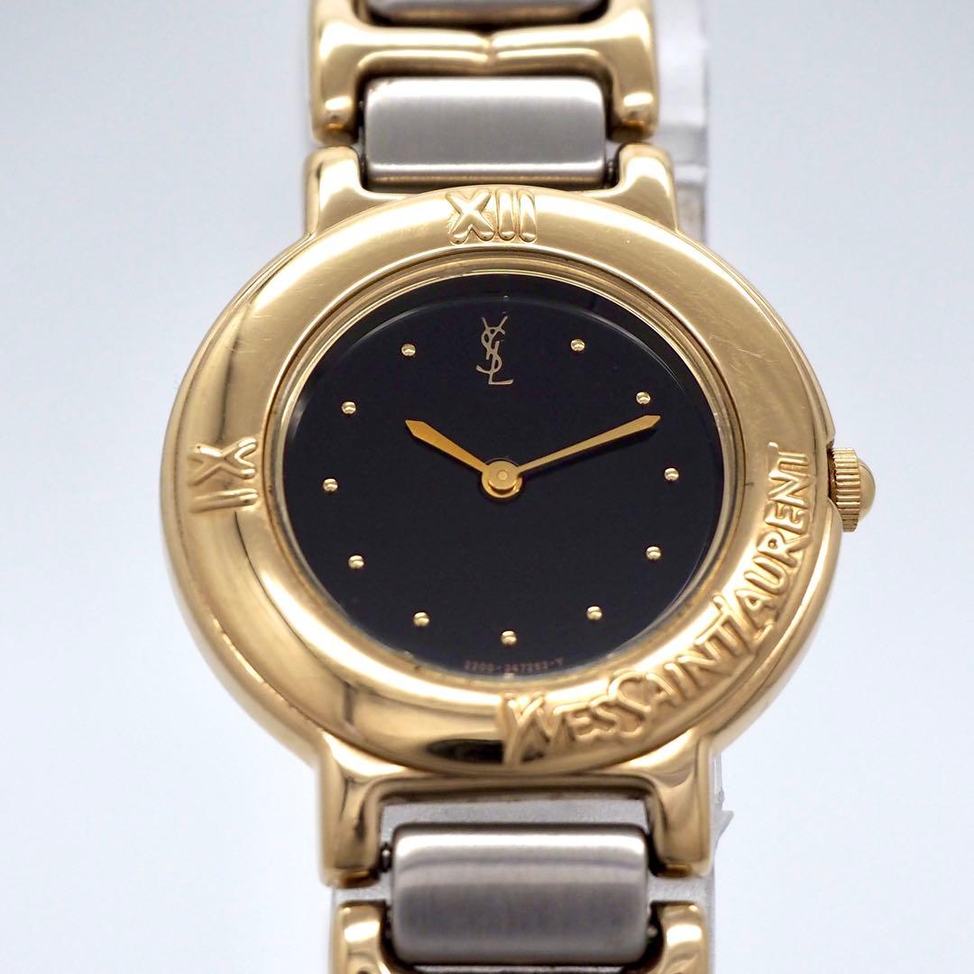 508 稼働【美品】イヴサンローラン　時計　レディース ゴールド ブラック