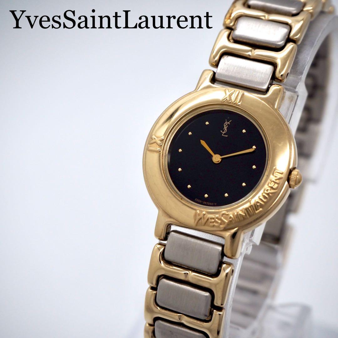 508 稼働【美品】イヴサンローラン　時計　レディース ゴールド ブラック
