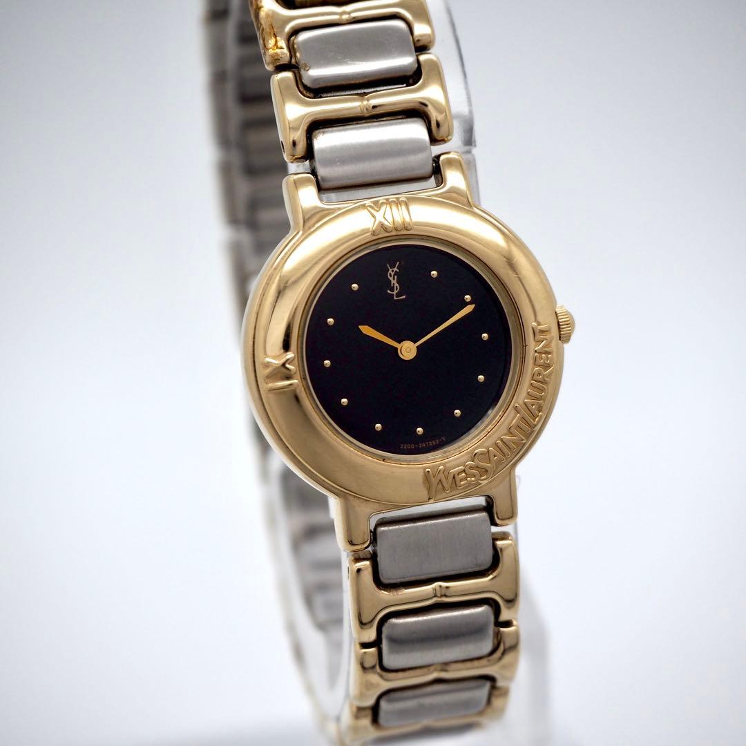 508 稼働【美品】イヴサンローラン　時計　レディース ゴールド ブラック