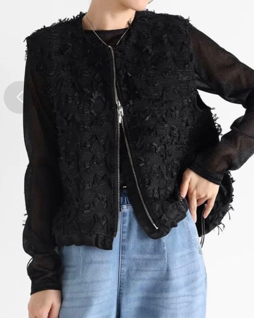 Vin カットジャガードダブルジップジレ ブラック　ヤマダヤ　スコットクラブ