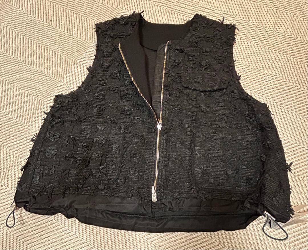 Vin カットジャガードダブルジップジレ ブラック　ヤマダヤ　スコットクラブ