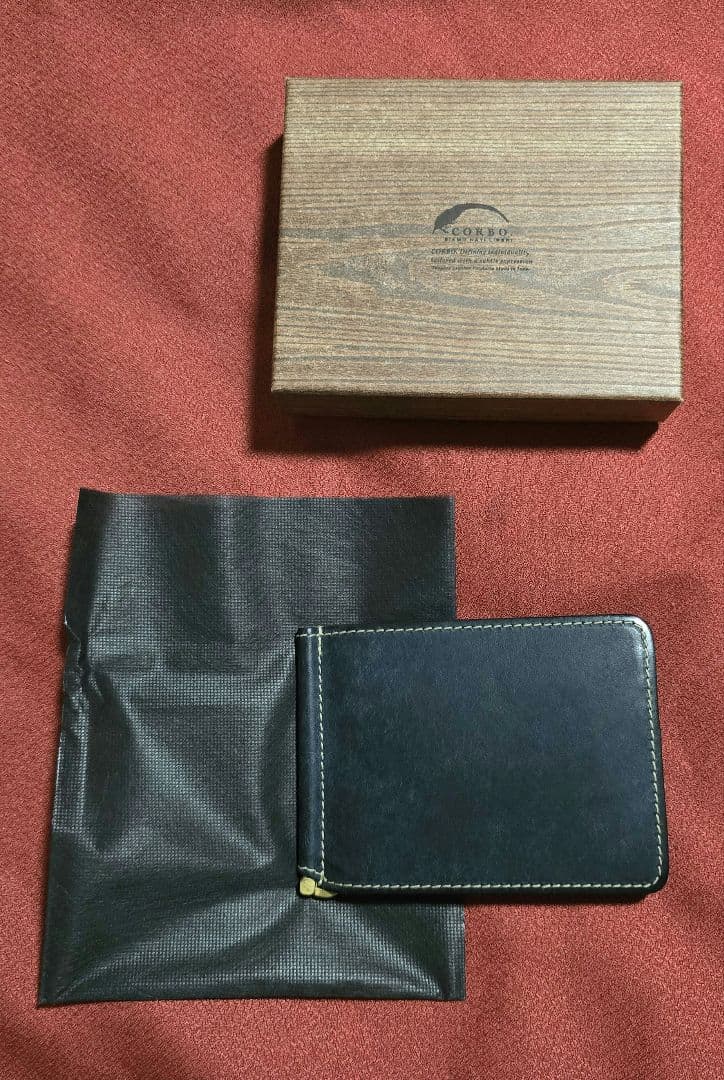 CORBO レザー マネークリップ ネイビー