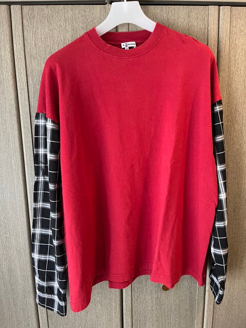 BALENCIAGA 長袖Tシャツ チェック柄袖