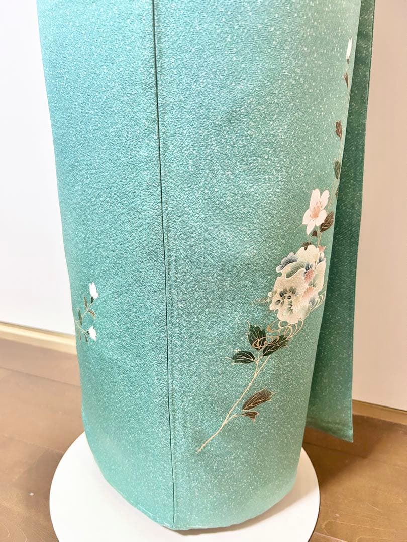 美品　裄丈長め　しつけ糸付き　正絹訪問着　フルセット4点　入学式　お宮参り