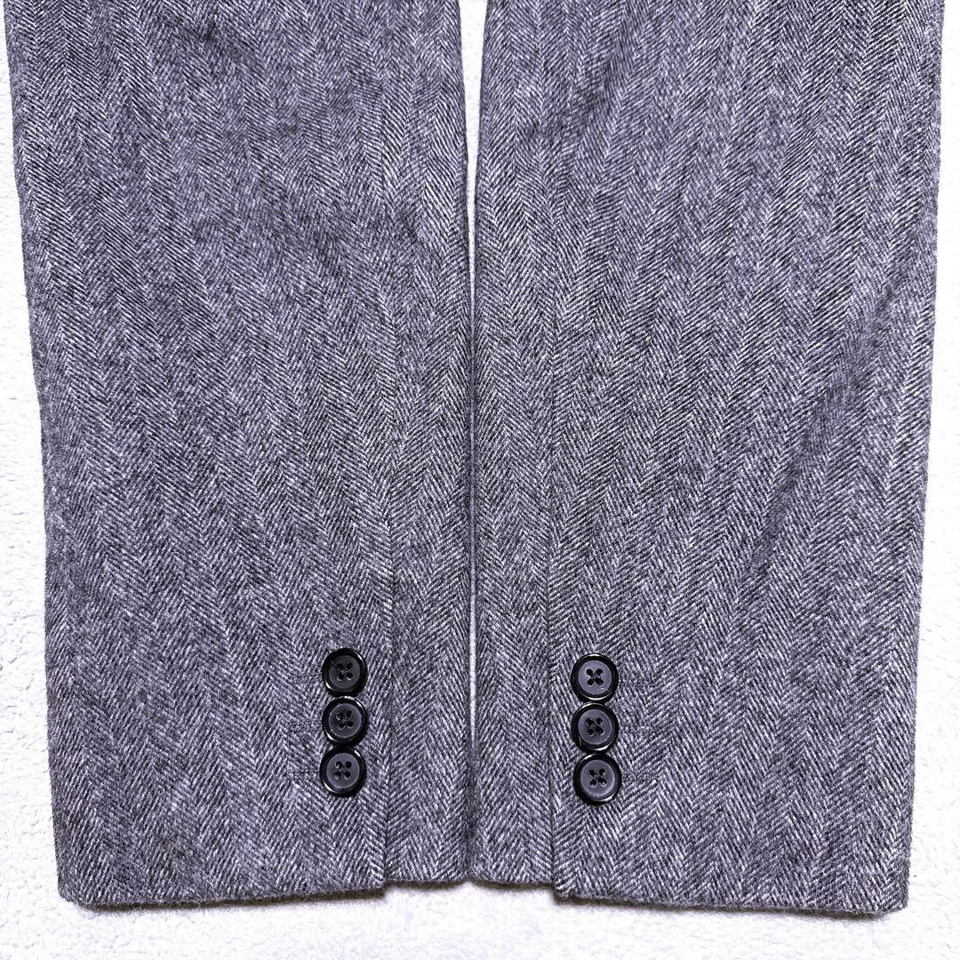 裏地総柄【未使用級】タケオキクチ テーラードジャケット カシミヤ混 ヘリンボーン