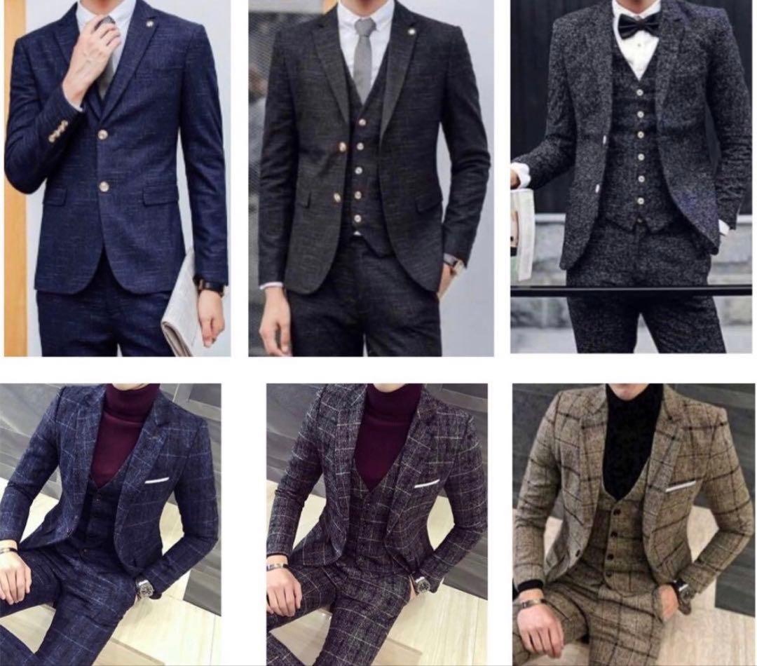 特大　スーツ 3点セット　ベスト　パンツ　ジャケット　チェック セットアップ