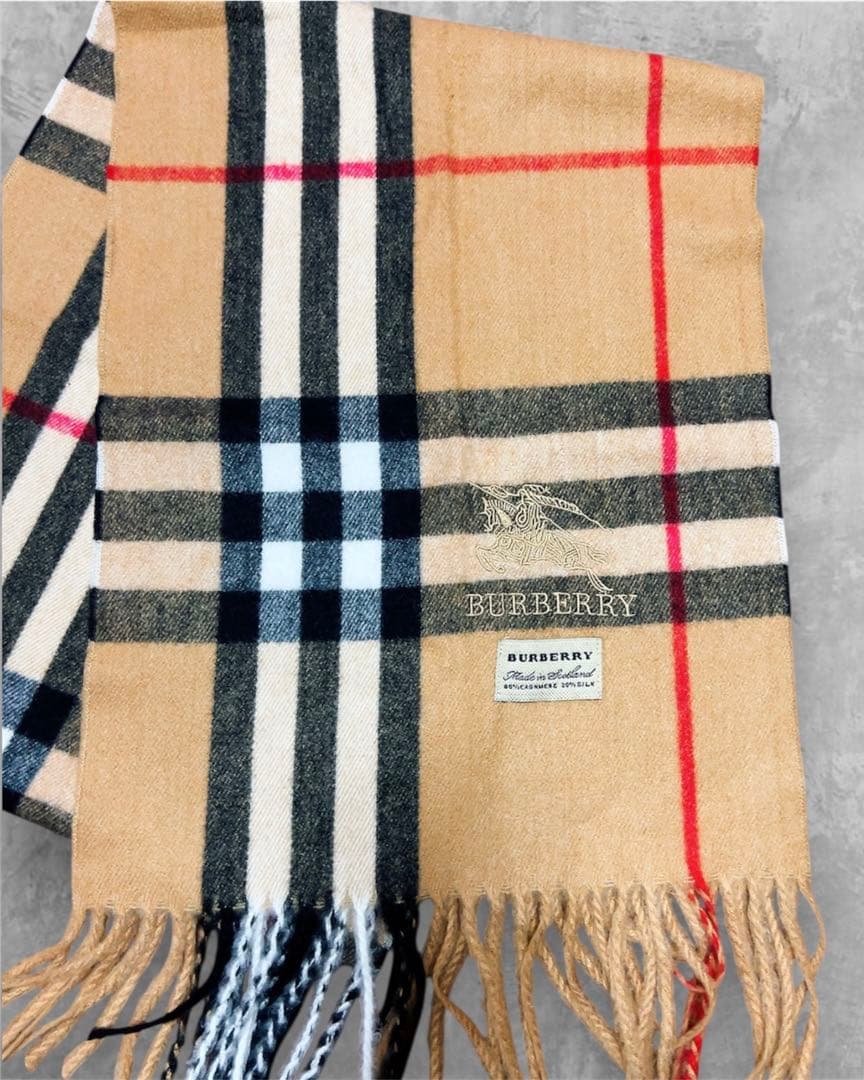 バーバリー　BURBERRY マフラー　バーバリーチェック　カシミヤ　シルク
