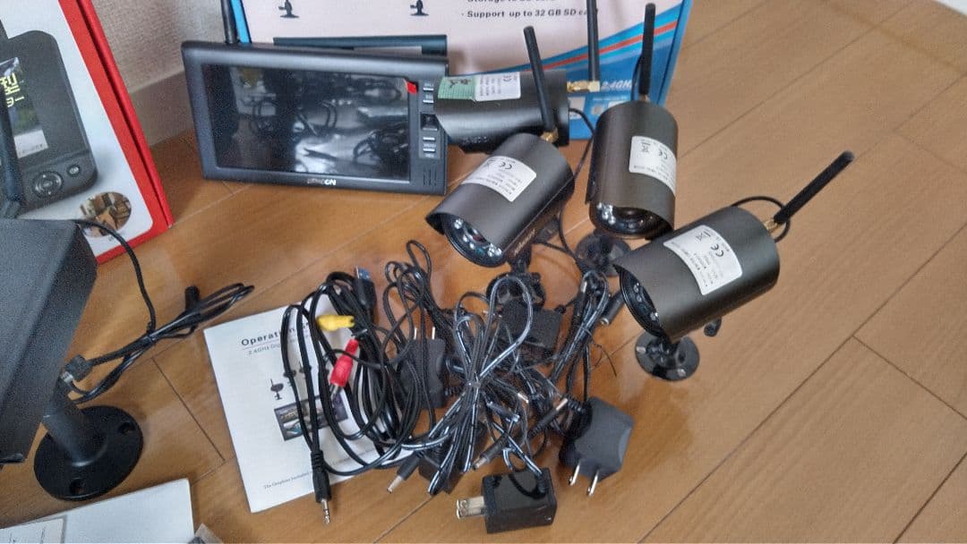 まとめて 2.4GHzデジタル信号式 モニター ワイヤレス 防犯カメラ セット